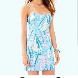 NWT Lilly Pulitzer Shelli Stretch Mini Dress Aboat Time Boat Dress Lilac Verbena
